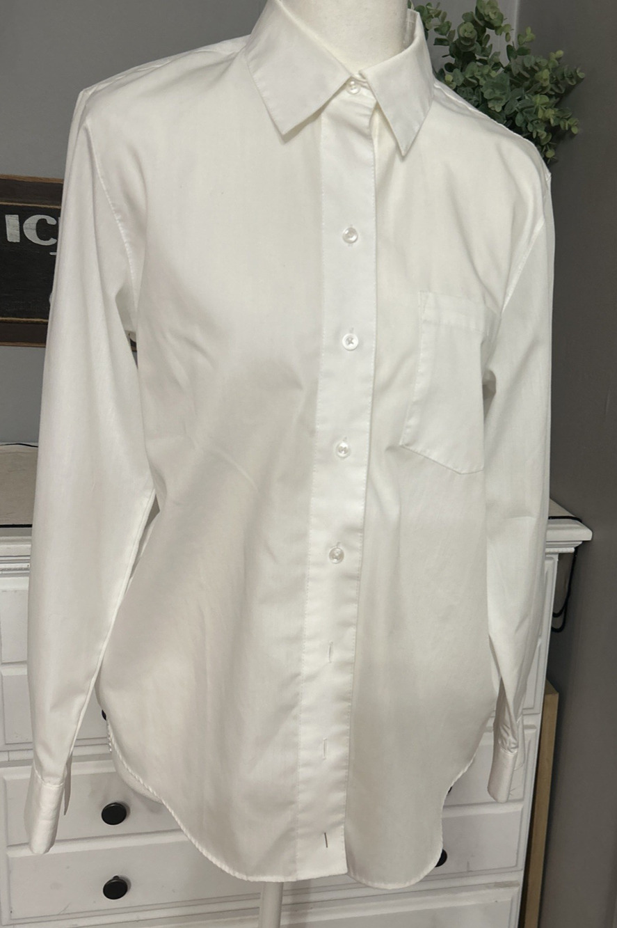 Foxcroft Appleseed's Wrinkle Free Tailored Blouse 8P Cotton Career Classic Chic